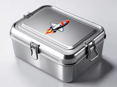 Dented Retro Rocket Lunchbox 3D Model 3D model