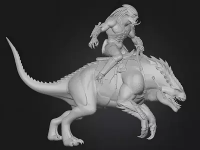 Predator Riding Beast Figure STL 3D print model