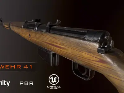 Gewehr 41 WW2 german Rifle Low-poly 3D model