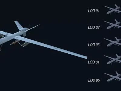 Asset - Army - MQ9 Reaper - 3D MODEL Low-poly Low-poly 3D model