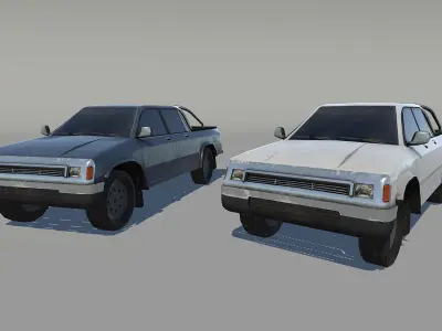 Pickup trucks Low-poly 3D model