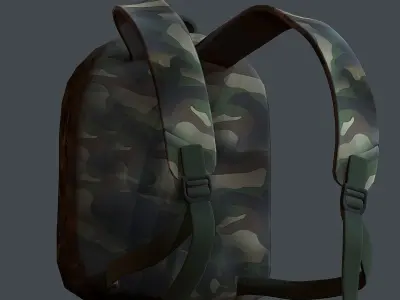 Backpack military combat Black baggage Low-poly Low-poly 3D model 2