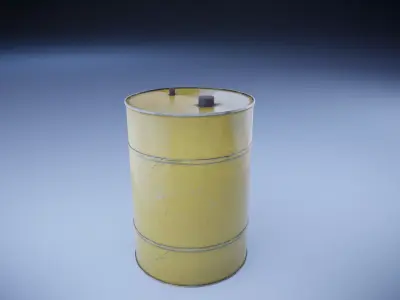 yellow metal barrel Low-poly 3D model