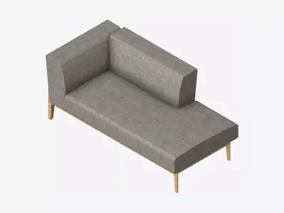 Furniture - Sofa - Contemporary - Oak - Chaise - Right Low-poly 3D model