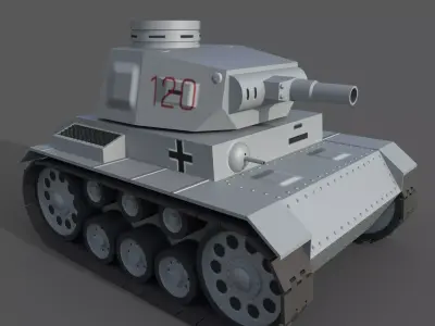 Cartoon Pz  III Low-poly 3D model