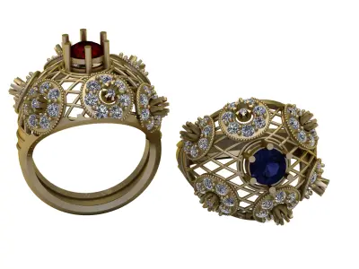 ANTIQUE DIAMOND RING 3D PRINTABLE MODEL 3D print model
