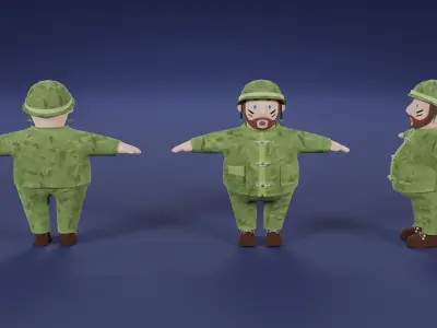 Toon Military Characters Low-poly 3D model