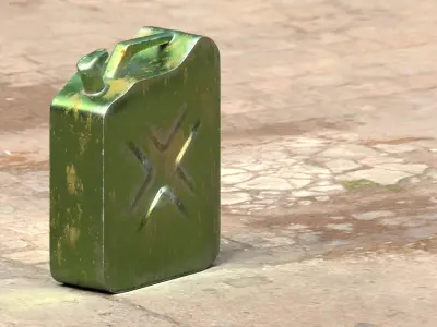 Gas can jerrycan hi-lo poly clean wore-out rusty variations Low-poly 3D model