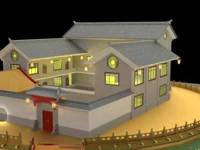 Chinese courtyard House 3D model order