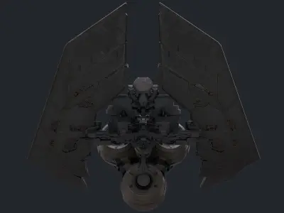 scifi-model499 futuristic spaceship with two wings 3D model