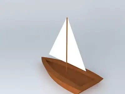 Sailboat wooden with sail Free 3D model