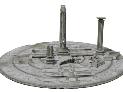 Ancient ruins asset kitbash unreal engine low polly game ready Low-poly 3D model