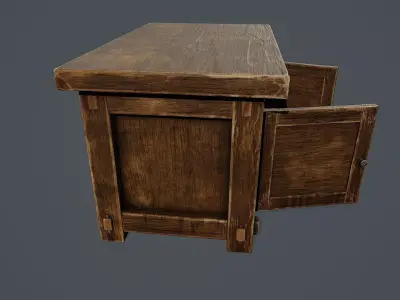 Rustic Wooden Cabinet  PBR Low-poly 3D model