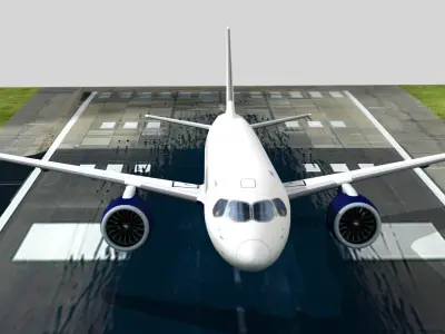 Airplane flies in sky Low-poly 3D model