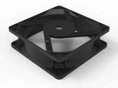Computer Cooling Fan Case with Fan Blade 3D print model