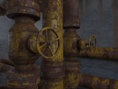 Modular old rusted pipe pack Free low-poly 3D model