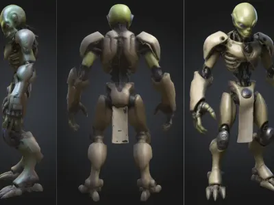Alien Cyborg Bio Mechanical Sci Fi Low-poly 3D model