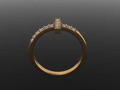Diamond Cross Band Ring 3D print model