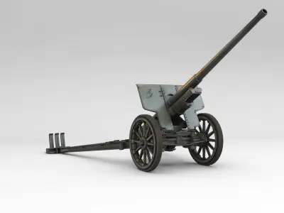 Low Poly Type 92 10 cm cannon Low-poly 3D model