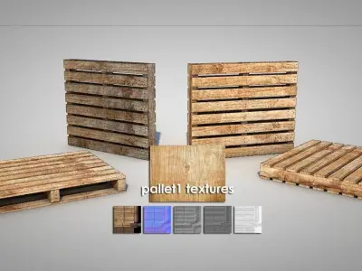 Dirty Wooden Pallets Low-poly 3D model