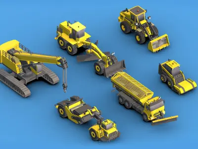Collection Construction Vehicles Low- Poly 2 Low-poly 3D model