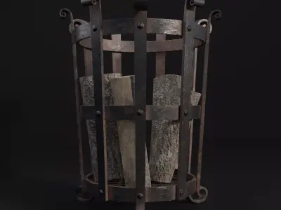 Medieval Brazier- Fire Basket Low-poly 3D model