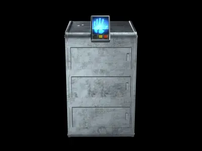 Sci-Fi Vault with fingerprint sensor Low-poly 3D model