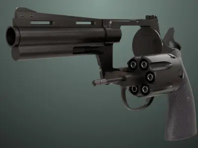 Revolver 05 Medium Black All PBR Unity UE Textures Low-poly 3D model