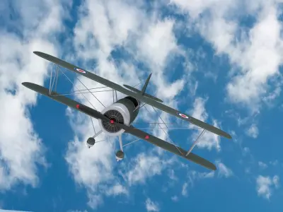 British Royal Navy Biplane 3D model