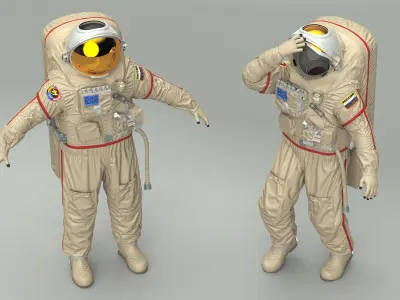 Russian Astronaut Spacesuit Orlan MK Rigged for Cinema 4D 3D model