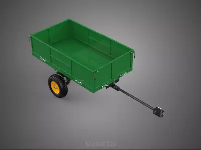 DUMP TRAILER CARGO CART WAGON TRACTOR LAWN MOWER GARDEN HAULING 3D model