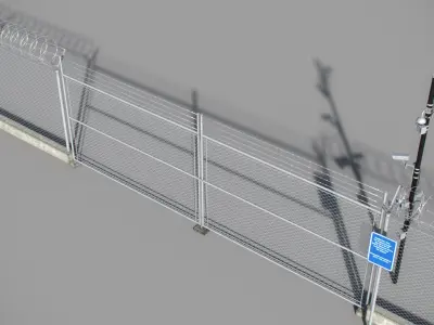 Barbed Wire Fence 3D model get