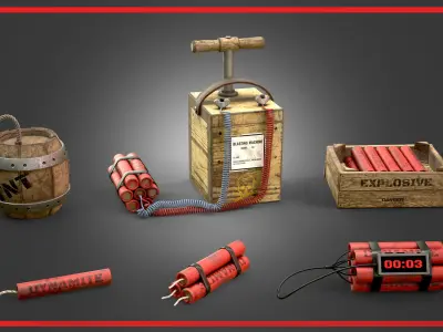 Stylized Dynamites Low-poly 3D model