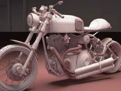 Cafer racer chrome motocycle 3D model