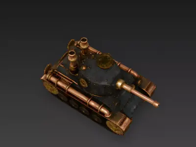 Steampunk Fantasy Tank 3D Model Low-poly 3D model