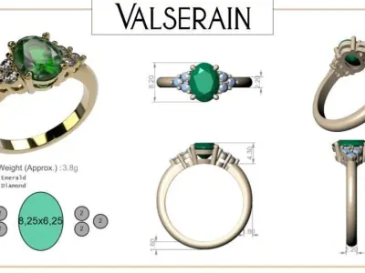 Engagement Ring Oval 3D print model