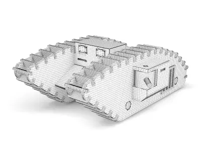 Wooden toy tank 01 3D model