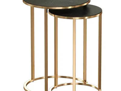 Keya Antique Brass Nesting Accent Tables Crate and Barrel 3D model
