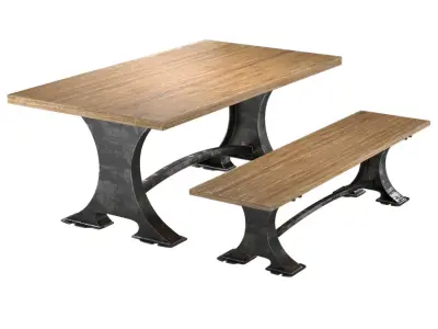 Roberto Dining Table and bench 3D model