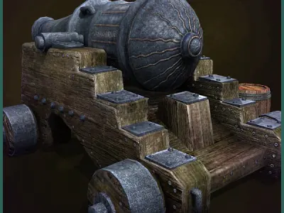 Medieval Cannon Low-poly 3D model