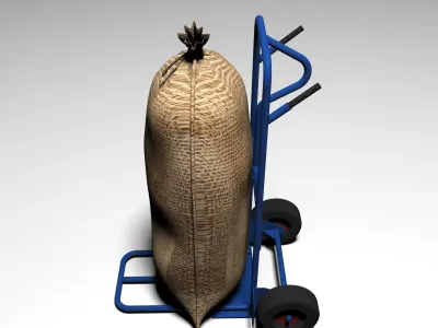 Handtruck with sack 3D model