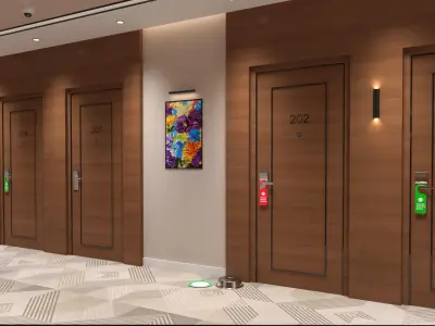 Interior Hotel Corridor Scene 02 3D model
