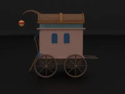  Stylized Medieval Caravan Low-poly 3D model