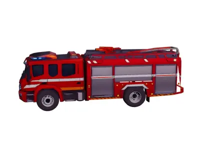 Low Poly Modern Fire Truck Vehicle Model PBR Texture Low-poly 3D model