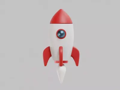 Cartoon Rocket Low-poly 3D model 4