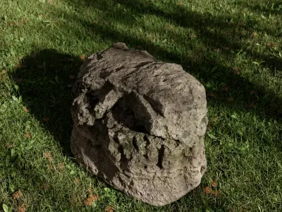  Lightly Mossy Rippled Large Rock Boulder Model 