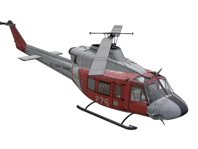 Bell UH-1N Twin Huey Low-poly 3D model