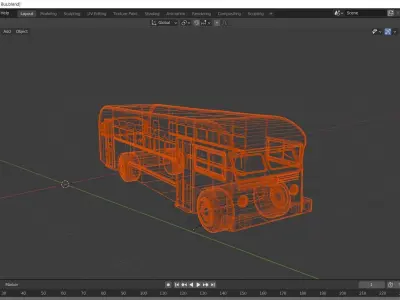 Old Transport Bus 3D model