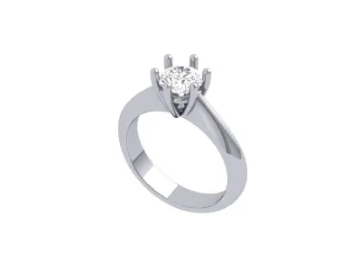 Single Stone Solitaire Ring 3D print model