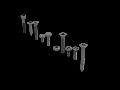 Bolts and Screws Low-poly 3D model